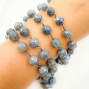 Coated Labradorite Round Shape Oxidized Wire Chain